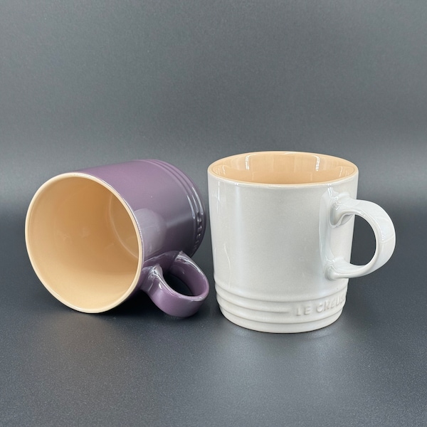 LE Creuset Pearlized 350ml Purple and Creme Mugs | Sold Individually | Made in China