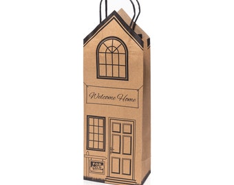 House Shaped Gift Bags - Single Bottle