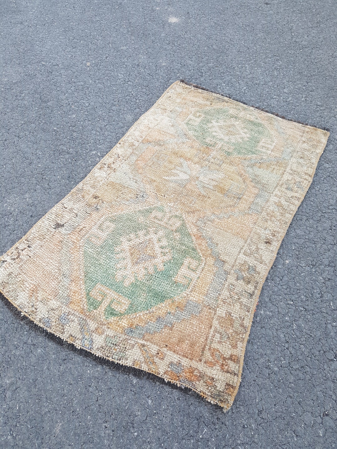 Pale Small Rug , 1.38'' X 2.36'' Pastel Vintage Rug , Turkish Rug, Bath ...