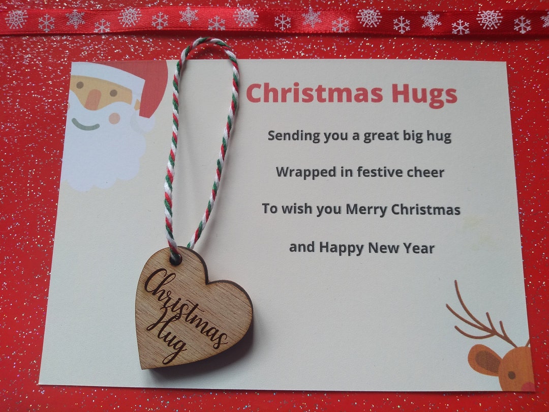 A Little Christmas Pocket Hug With Poem Card, Hug Token Christmas Tree