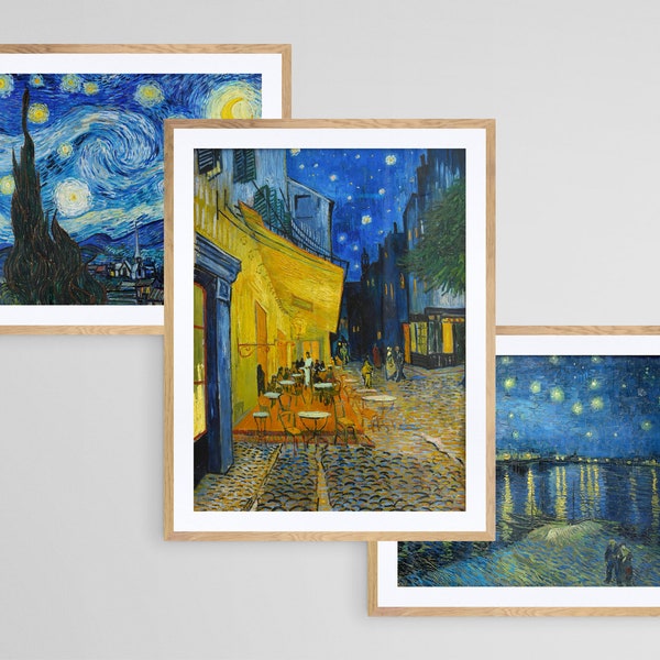 Vincent van Gogh - Art set - Blue skies and terrace at night - set of artworks - Paris vintage posters