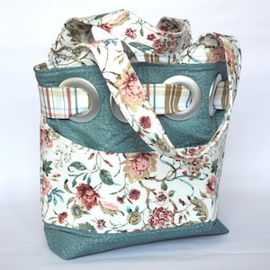 Bolso de mano Bolso de hombro Bolso de mano Floral Turquesa Marrón Cuadros Acento