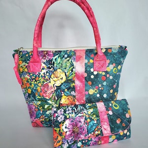 Combinación de monedero y cartera acolchados a juego Floral