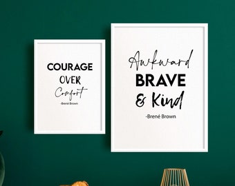 4 Set Brené Brown Quotes: Therapist Gift Office Wall Art Unlocking Us Boundaries Braving Wilderness Dare to Lead Vulnerability Mental Health