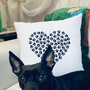 Heart Dog Paws Dog Pillow | Dog Mom Gift | Dog Décor | Dog Lover Gifts | Dog Gifts for Owners | Modern Pillow | Quote Pillows