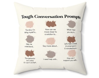 Tough Convo Prompts Brene Brown Pillow Neutral: Therapy Quotes Mental Health Poem Dare to Lead, Braving The Wilderness Brene Boundaries