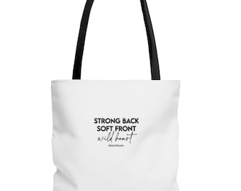 Strong Back Brené Brown Quotes Tote Bags | Inspirational Gifts Women | Minimal Tote bag | Brené Brown Gifts | Inspirational Quotes for Women