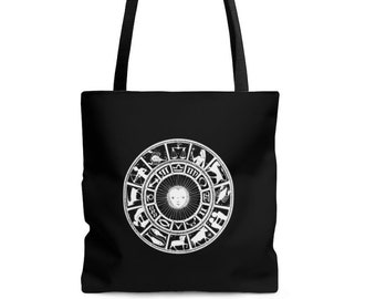 Zodiac Bag Astrology Tote | Spiritual Bags | Witchy Gift | Spiritual Gift | Black Tote Purse | Tote Bag Aesthetic