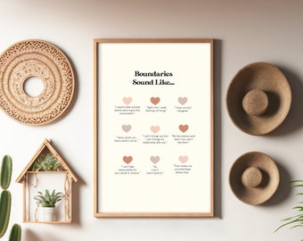Boundaries Brené Brown Quotes: Therapist Wall Art Gift, Boundaries, Vulnerability, Rising Strong, Dare to Lead, Mental Health Art