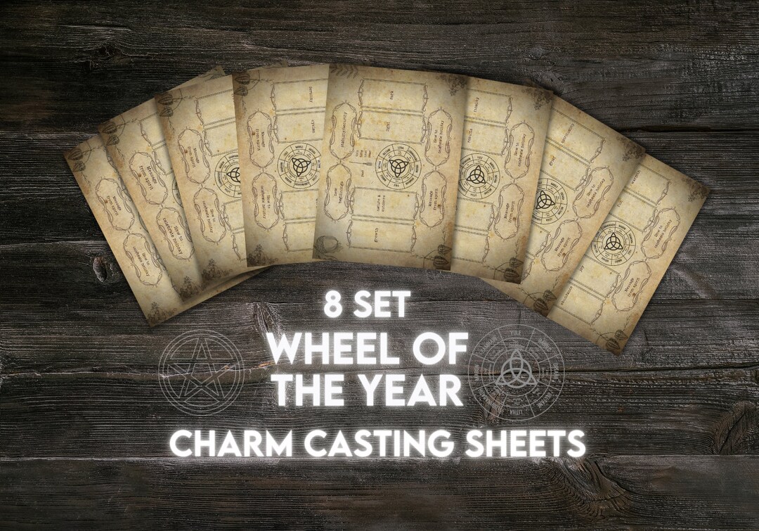 8 Set Wheel of the Year Charm Casting Sheets Guide Charm Reading
