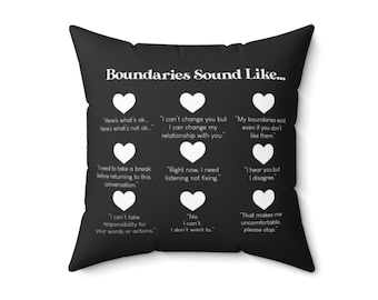 Brene Brown Boundaries Pillow Black | Mental Health Quotes Mental Health Poem meaningful gifts Dare to Lead, Braving The Wilderness