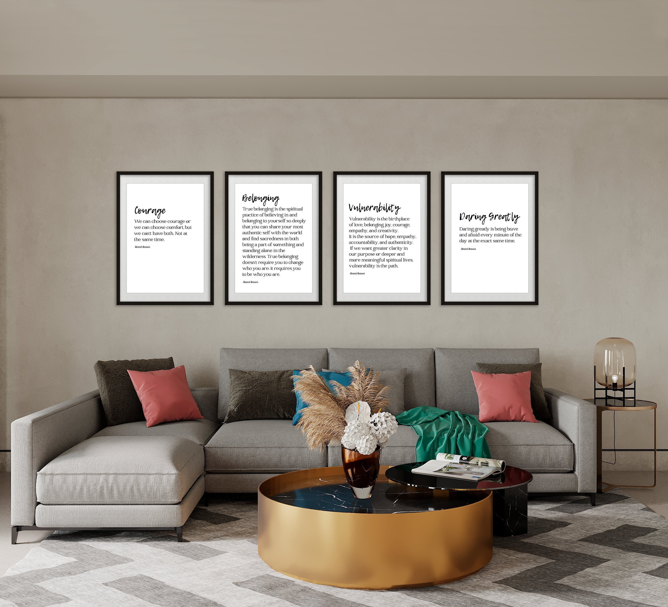 8 Set Brené Brown Quotes: Therapist Gift Office Wall Art Unlocking Us Boundaries Braving Wilderness Dare to Lead Vulnerability Mental Health