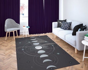 Moon Phases Area Rug Eclipse Mat | Moon Mat Moon Decor, Witch Decor, Witch House, Décor for Witch House,  Witch Décor, Galaxy Room, Area Rug