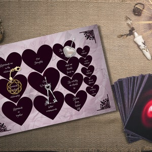 Love Charm Casting Sheet + Free Guide: Charm Reading, Charmancy, Divination Board, Tarot, Divination Tools, Charm Casting Mat