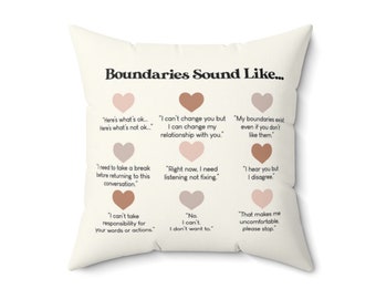 Brene Brown Boundaries Pillow Neutral |  Therapy Quotes Mental Health Poem meaningful gifts Dare to Lead, Braving The Wilderness