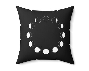 Phases of Moon Pillow 3 | Moon Room Décor for Witch House, Moon Décor, Witch Décor, Mystic Room, Galaxy Home, Stars Home Throw Pillow Couch