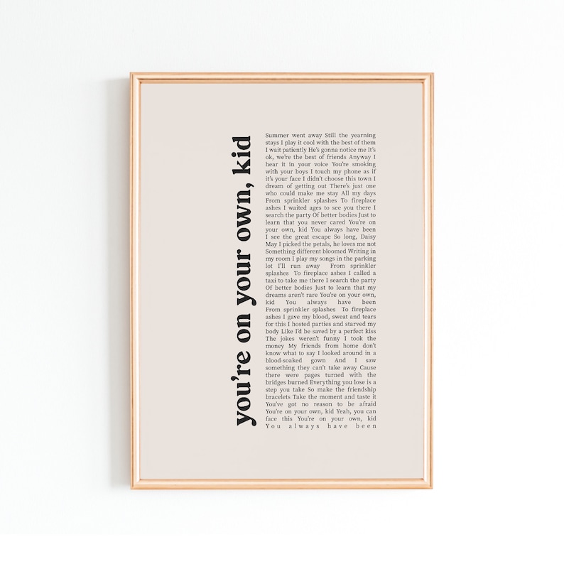 Digital poster youre on your own kid taylor swift etsy