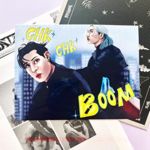 Stray Kids Bangchan and Felix CHK CHK BOOM Art Print Illustration - Kpop skz