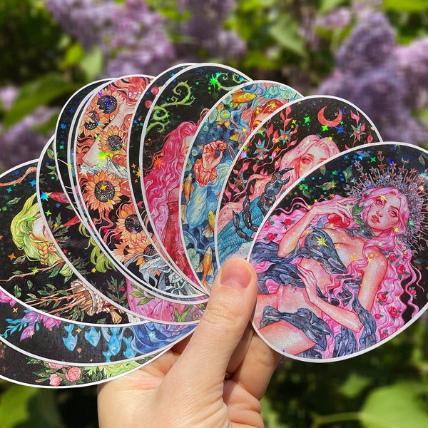 Big Zodiac Sticker set. Zogiac girls stickers. Premium XL size washi stickers. Large Astrology stickers. 12 Waterproof vinyl sticker pack.