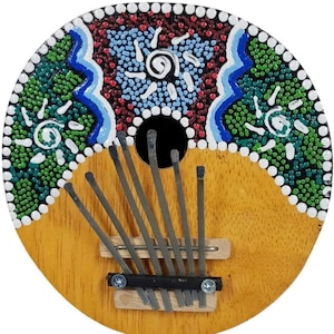Kalimba Coconut Shell Thumb Piano Mbira with 7 Tunable Keys and Half Painted Design