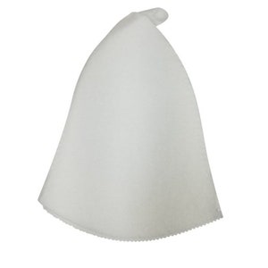White Felt Sauna Hat Embroidered in Russian