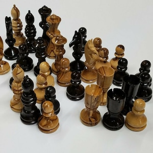 Large Bethlehem Olive Wood Chess Game Pieces from the Holy Land without the Board
