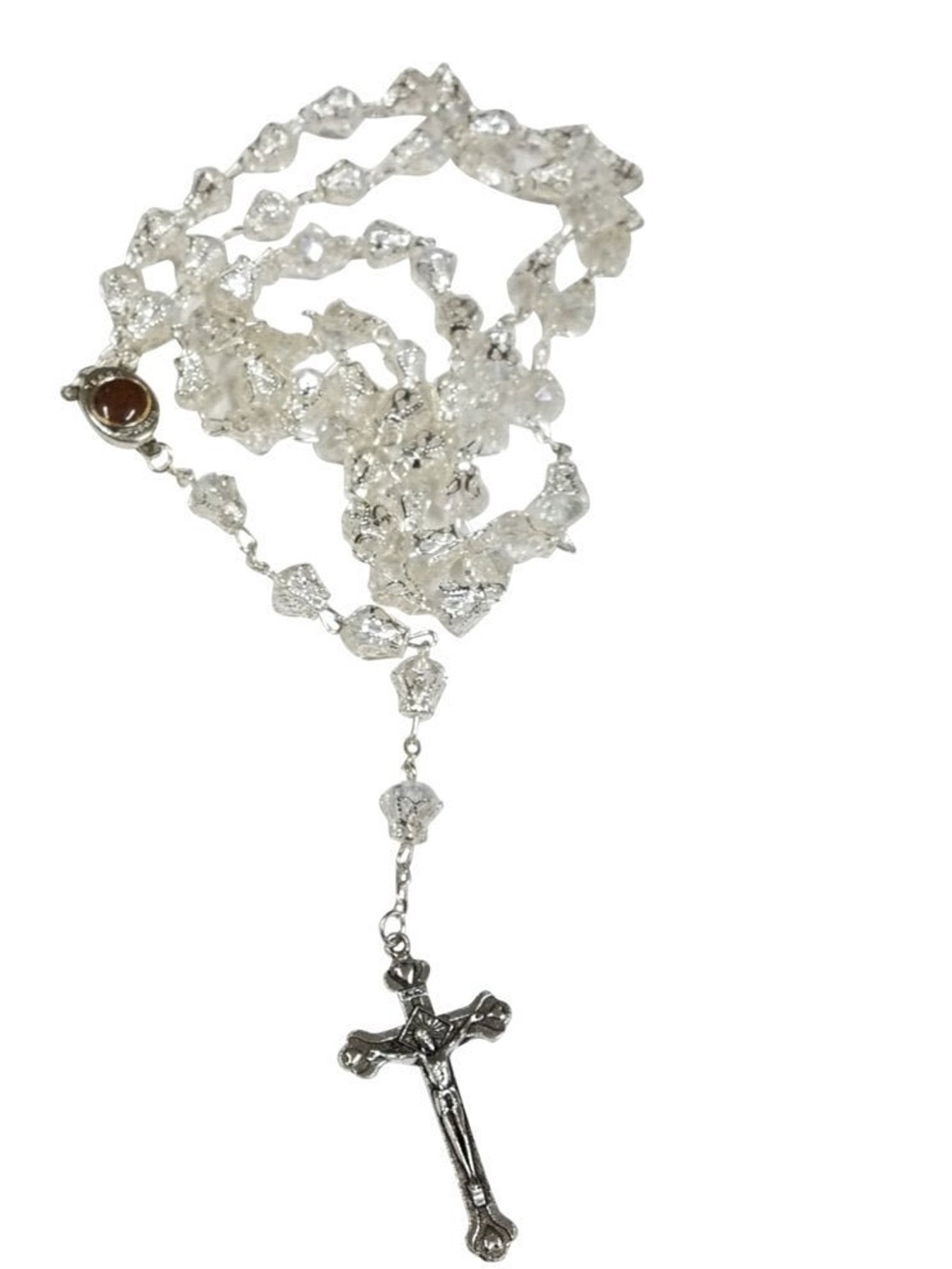 Unique Clear Glass Beads Rosary with Jerusalem Holy Earth Etsy