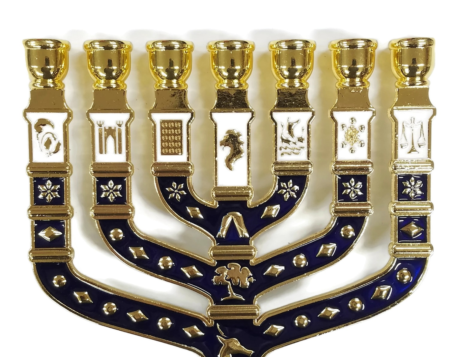 10 Inch Jewish Blue Enamel Decorative 7 Branch Menorah Judaica Etsy