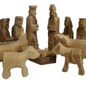 3&quot; Olive Wood Nativity Set Figurines 12 Biblical Pieces from the Holy Land