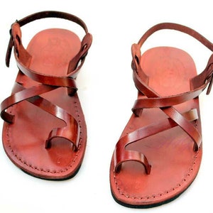 EU37 Brown Leather Greek Roman Gladiator Jesus Sandals from the Holy Land