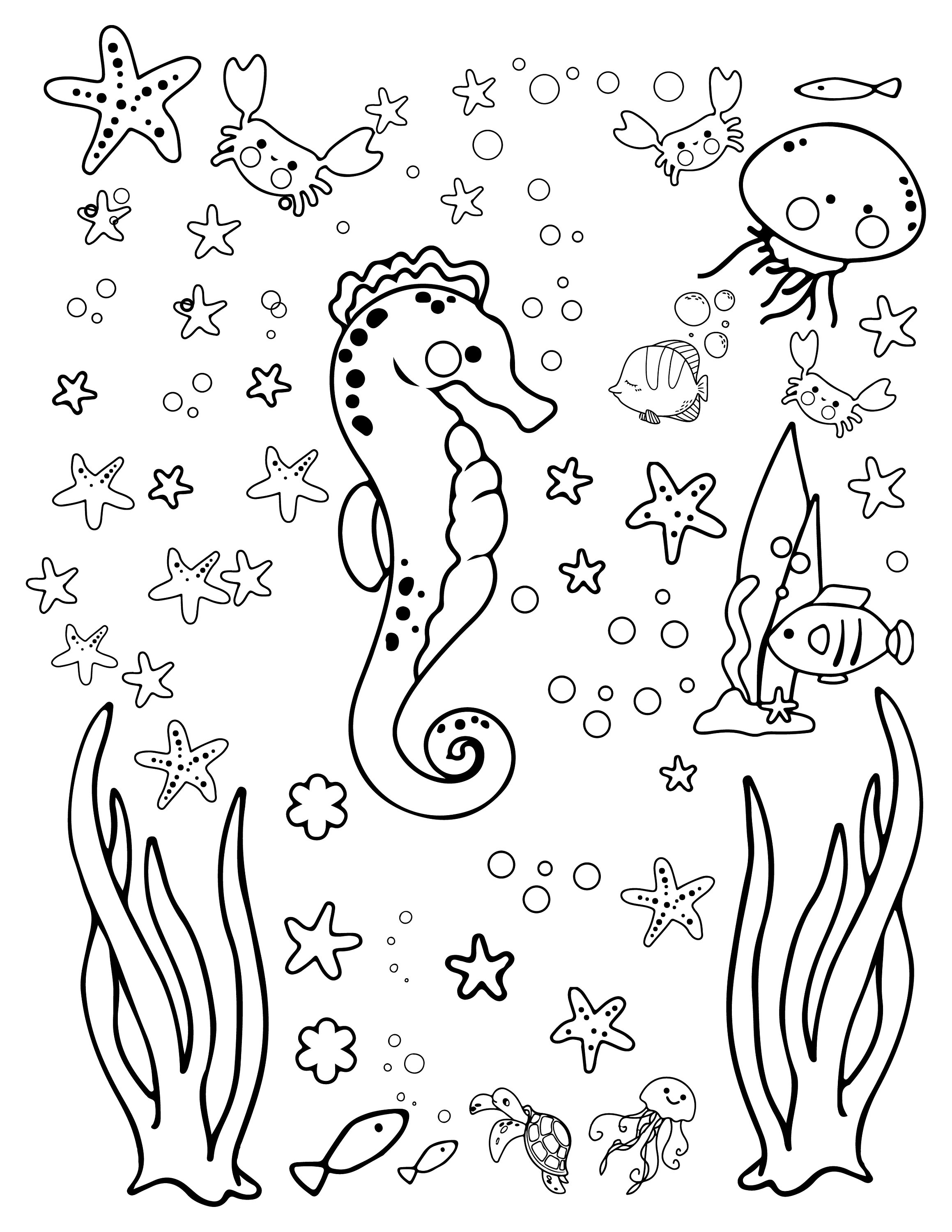 Printable Sea Animals Coloring Pages (JPG/PDF 37 PG) Etsy Canada