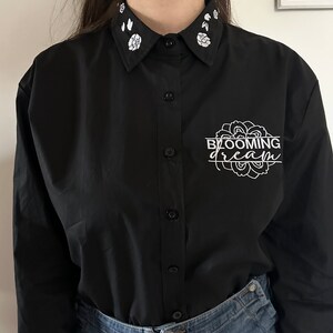 Embroidered oversize shirt blouse BLOOMING DREAM immagine 4