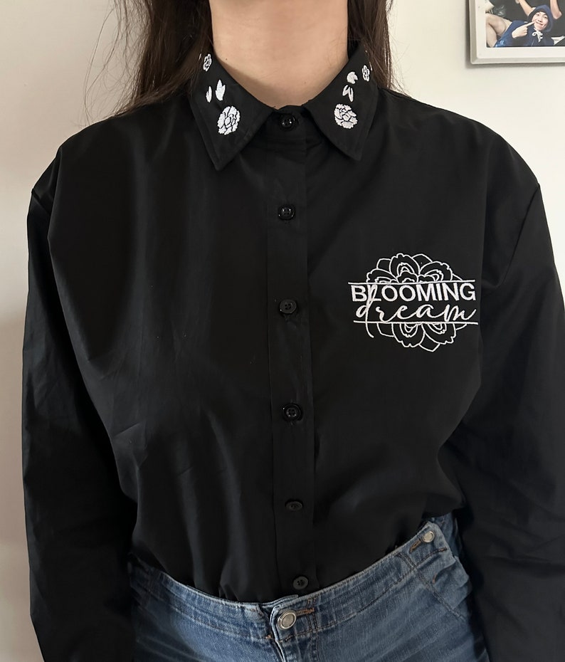 Embroidered oversize shirt blouse BLOOMING DREAM zdjęcie 4