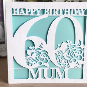 Personalised Any Name, Any Age Floral Birthday Card. 60th Birthday Card Mum | for Women | 65th | 70th | 80th | 90th. Mum 60th. Mum 70th.