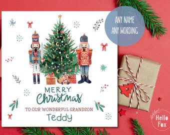 Personalised Nutcracker Christmas Card. Any names & wording. Son. Grandson. Brother. Nephew. Sister. Granddaughter. Daughter.