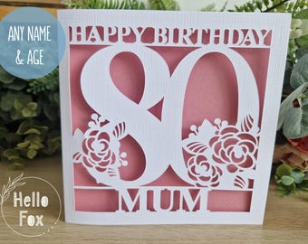 Personalised Birthday Card Mum. Floral Birthday Card. 60th Birthday. 70th Birthday Mum. 80th Mum. 90th Birthday. Keepsake. Any Name & Age.
