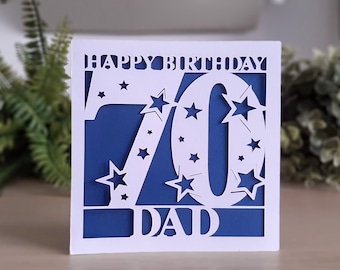 Personalised Any Name, Any Age Star Papercut, Special Milestone Happy Birthday Card.