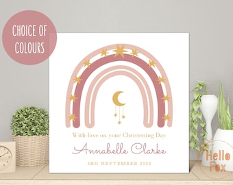 Personalised Boho Rainbow Christening Card: Baptism, Naming Day.