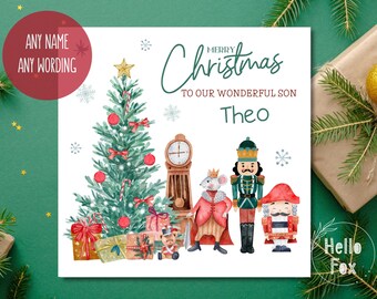 Personalised Nutcracker Christmas Card. Any names & wording. Son. Grandson. Brother. Nephew. Sister. Granddaughter. Daughter.