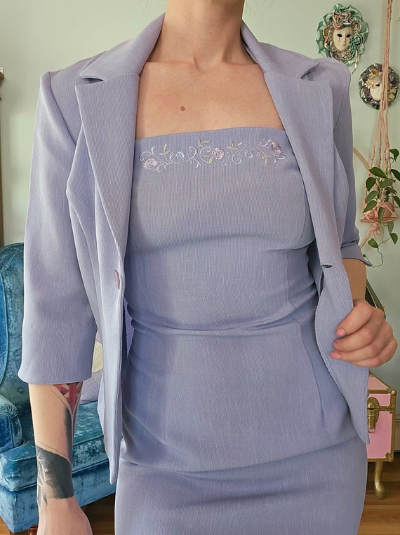 Aqua Blues 1990s Mini Dress With Matching Blazer