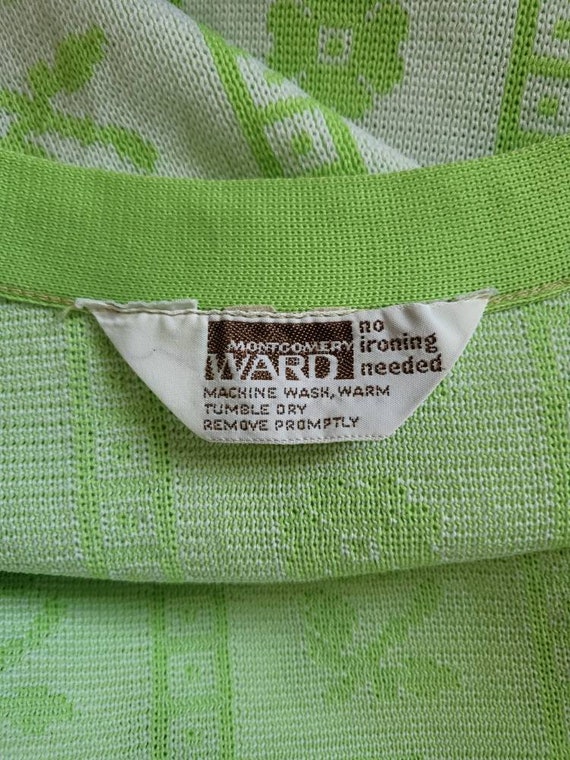 Montgomery Ward Vintage 1970's Lime Green Floral … - image 8