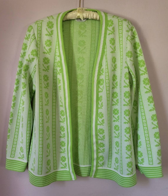 Montgomery Ward Vintage 1970's Lime Green Floral … - image 5