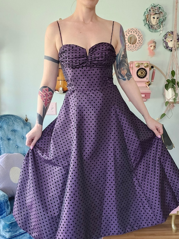 Night Way Collection 1980s/1990s Plum Polka Dot Fo