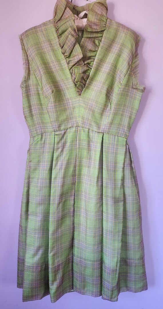 Handmade Vintage 1950s Plaid Party Dress - image 3