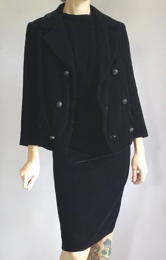 Union Labels Vintage 1960's Velvet Dress And Matc… - image 1