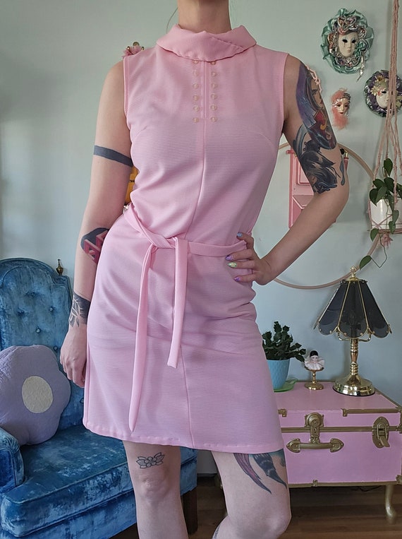 1960s Bubblegum Pink Mod Mini Dress