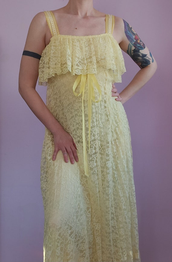 Handmade Vintage 1960s Lace Maxi Dress