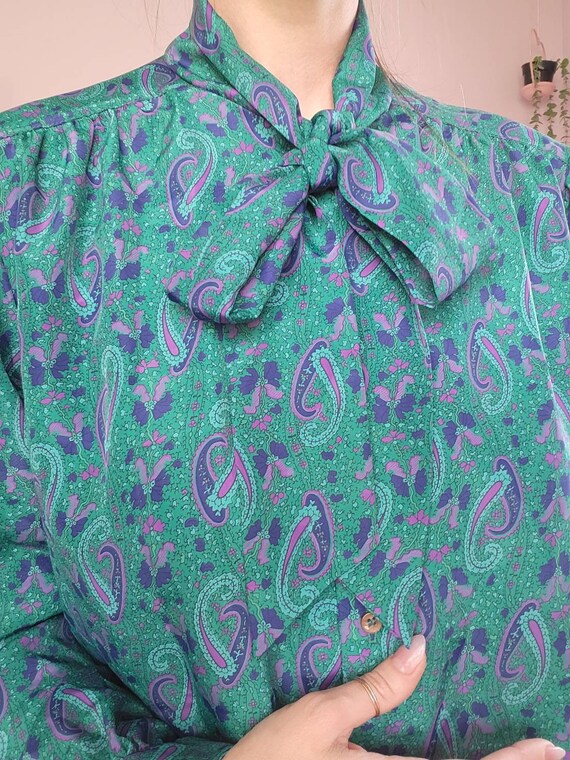 Rrrruss Vintage 1980's Paisley Blouse With Lavall… - image 2