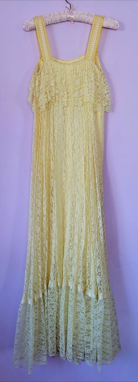 Handmade Vintage 1960s Lace Maxi Dress - image 7