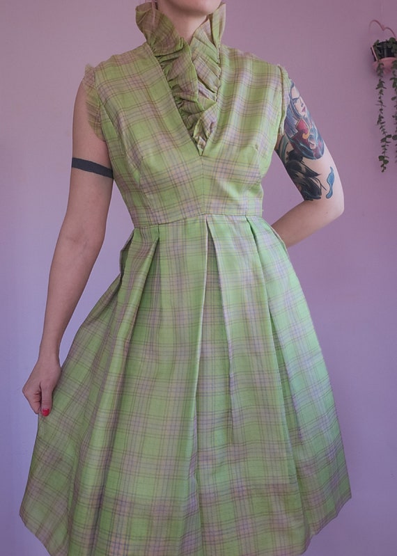 Handmade Vintage 1950s Plaid Party Dress - image 2